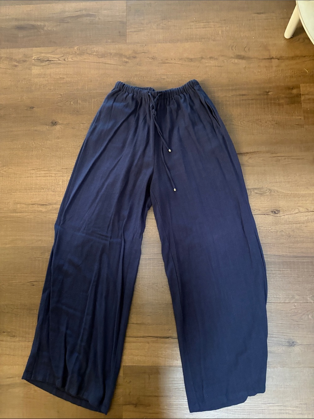 Wide Leg Drawstring Pants in Navy